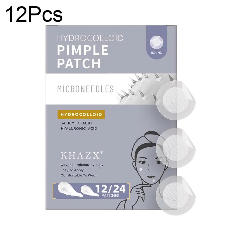 12/24PCS Microneedle Acne Patch Hydrocolloid Invisible Rounded Corner Acne Cover Patches Daily Gentle Skincare Unisex