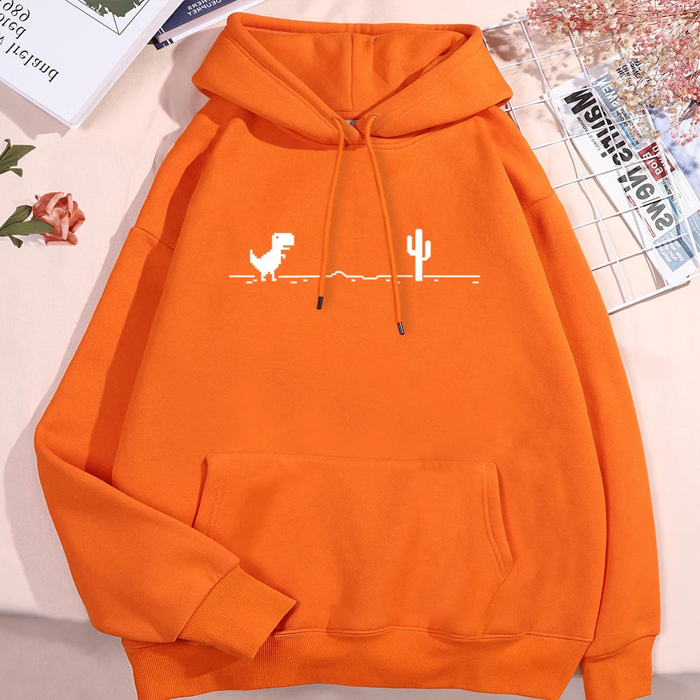 Network Malfunction Little Dinosaur Hoody Men Women New Thicken Pullover Hoodie Cute Pocket Sweatshirt Autumn Warm O-Nec Hoody