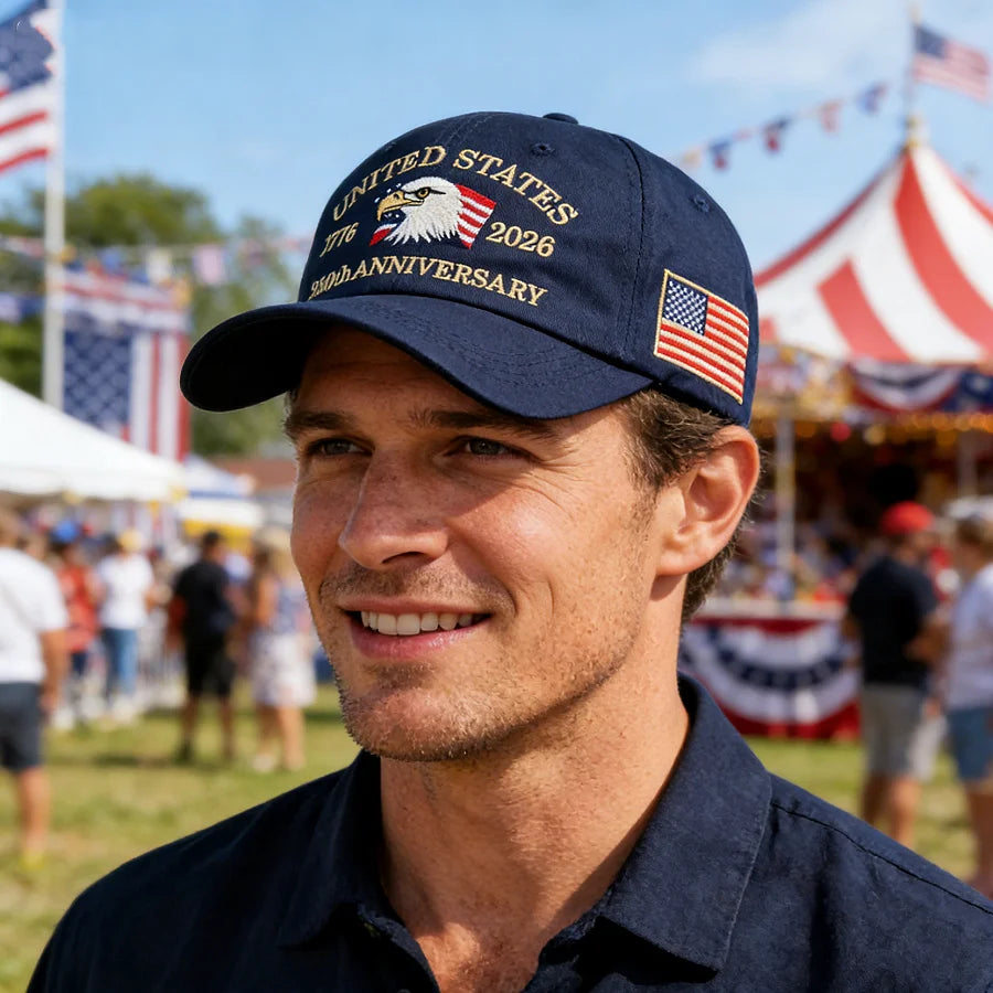 Vintage American-Style 250Th Anniversary Baseball Cap with Embroidered Eagle Flag Design, Adjustable Head Circumference, Unisex Sun Hat