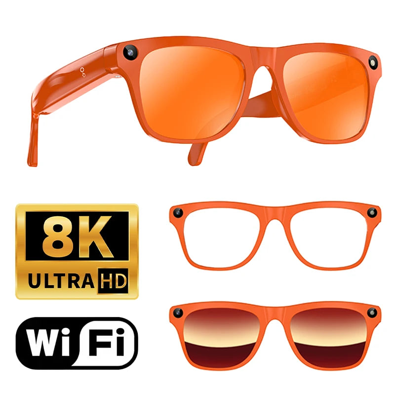 Intelligent AI Glasses 800W HD 8K Shooting Camera Photo Video Voice Call Translation Bluetooth AI Motorcycle Glasses Universal