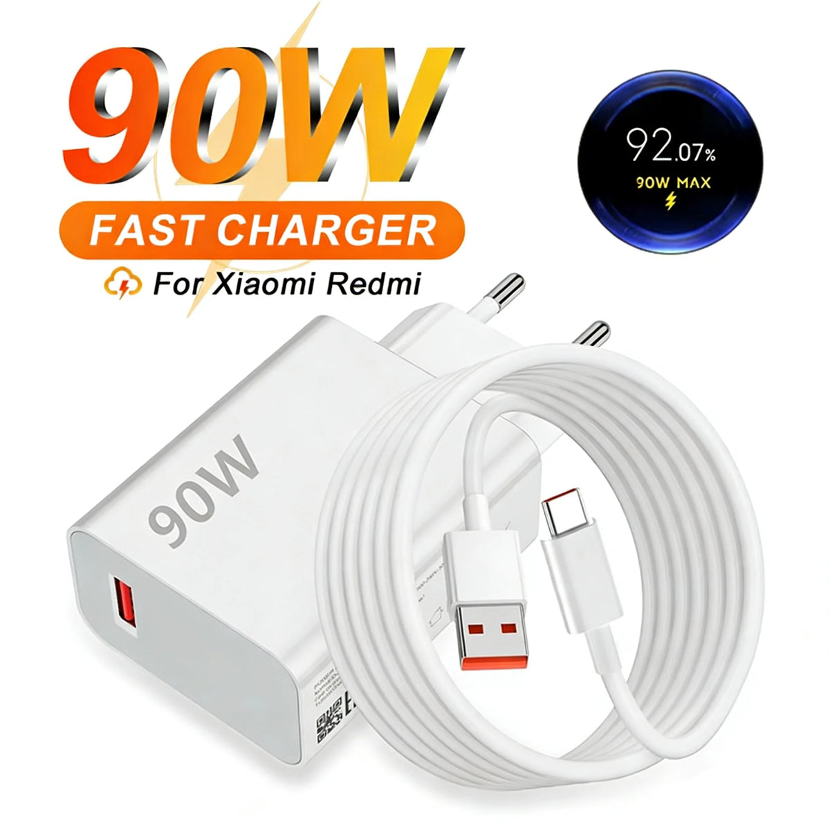 90W Turbo Fast USB Charger For Xiaomi 13 14 15 Ultra 15T 17 Pro Redmi Note 14 Pro POCO F6 F7 X6 X7 Pro Type C Quick Charge Cable