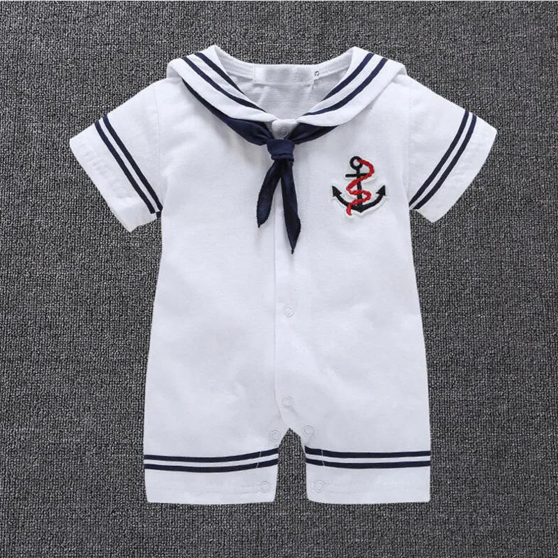Newborn Baby Boy Clothes Playsuit Sailor Navy  Romper Short Sleeve Jumpsuit Costumes Clothes Summer Outfits Newborn Baby Clothes