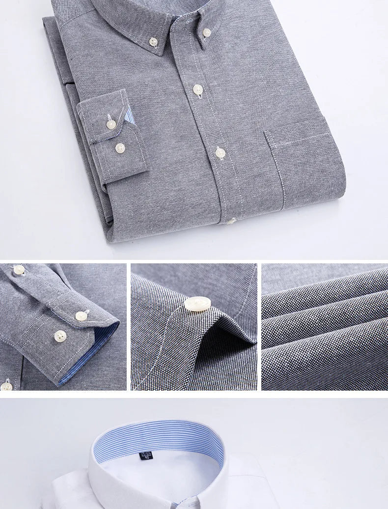 Men's Long Sleeve Shirt Spring Summer Autumn Winter Oxford Woven Slim Free Ironing Comfortable Soft Casual Fashion Simple Work