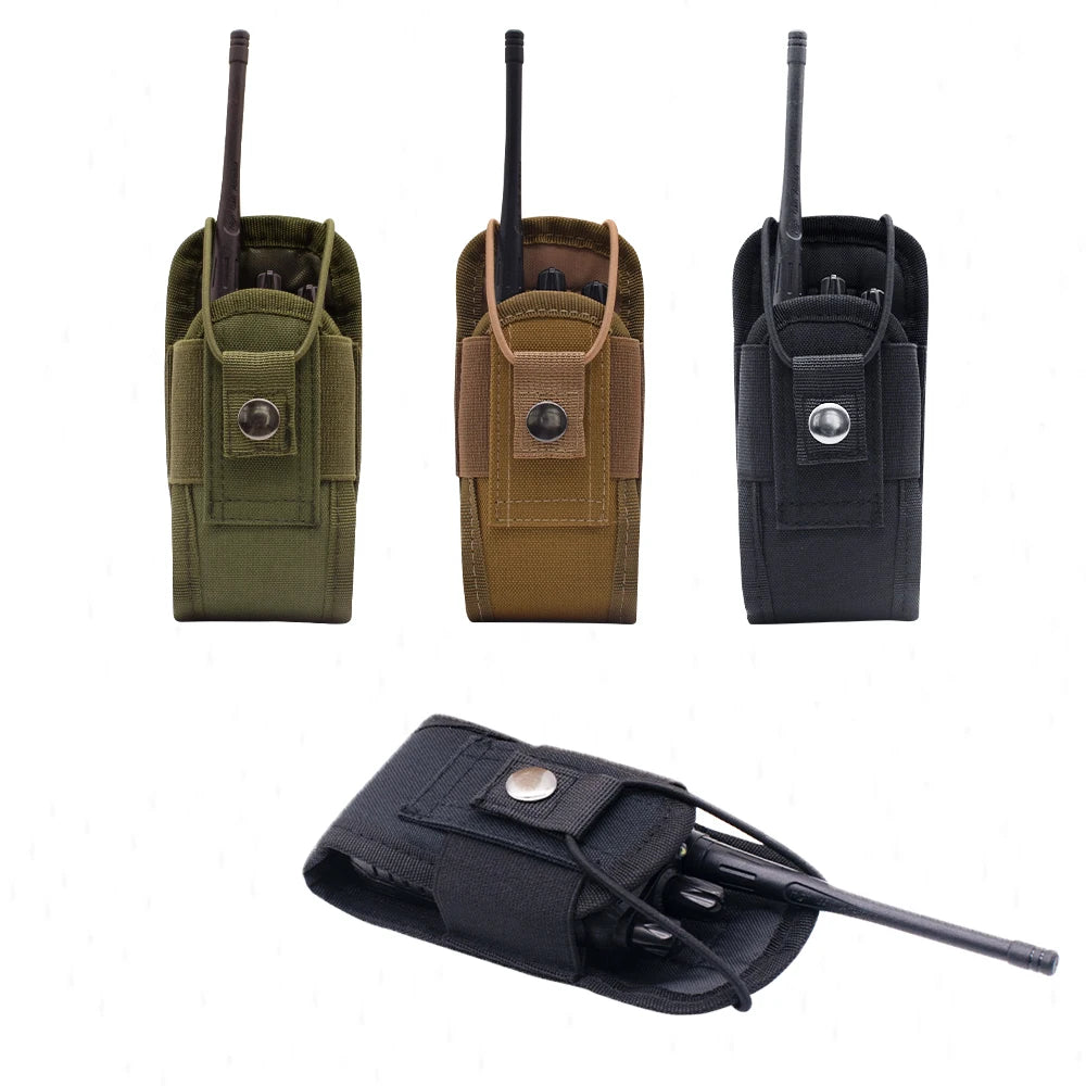 Tactical Walkie Talkie Pouch 600D Oxford Khaki Molle Radio Pouch Portable Outdoor Hunting Sports Phone Holder Interphone Holster