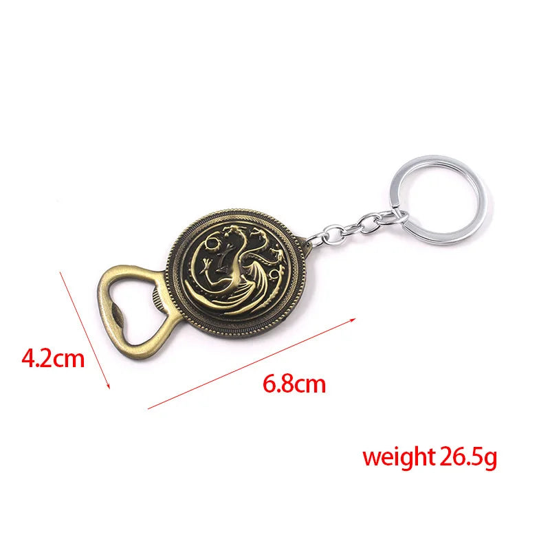 Classic Movie Dragon Shape Keychain Wolf Head Pendant Fashion Trend Bottle Opener Keyring for Fan Collectible Accessories
