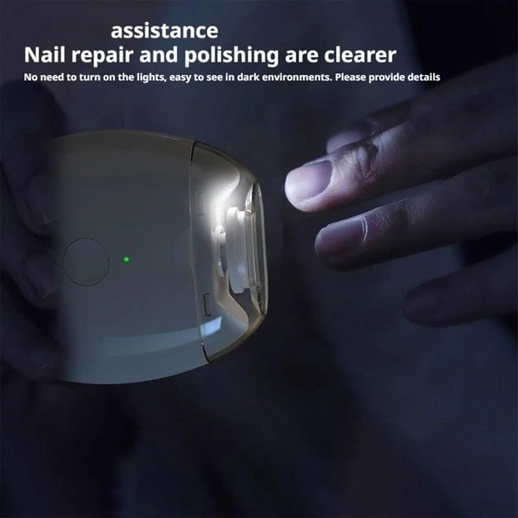 Electric Nail Clipper 3 Speeds Manicure Tools with File Attachment Nail Trimmer with Light for Home Salons Travel Daily