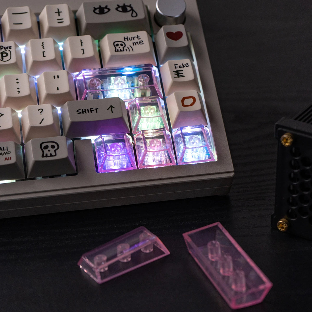 Red Transparent Keycap 10 Key Cherry Profile PC Keycap Space Bar 6.25U ESC Enter Shift Key Custom Keycap for Mechanical Keyboard