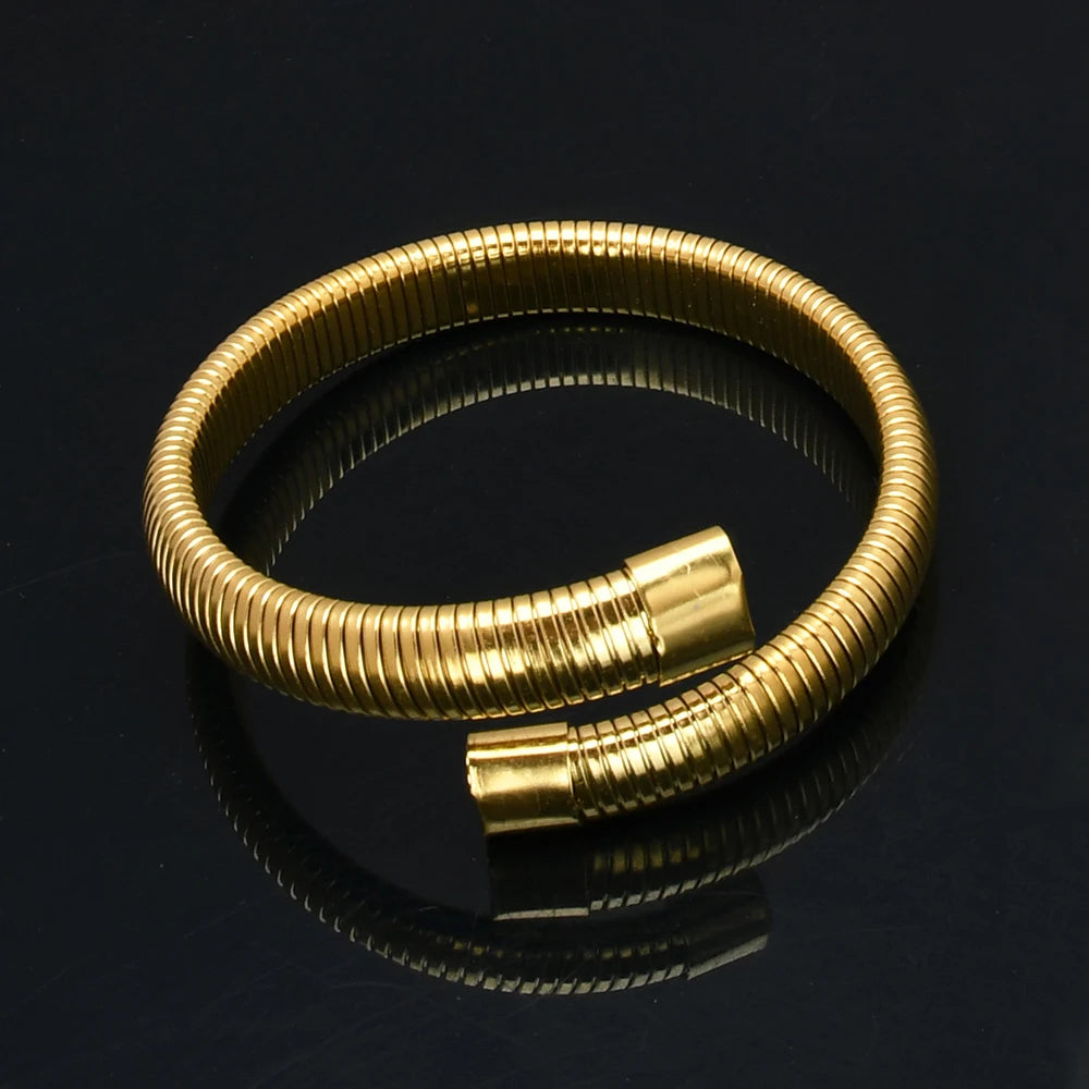 Elastic Adjustable Black Stainless Steel Mesh Cable Bangle Bracelet for Men Women