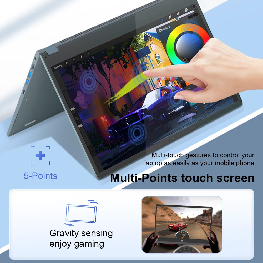 Ninkear YBook15 15.6 Inch 2 in 1 Laptop AMD Ryzen 3 3250U Notebook 16GB DDR4 512GB SSD FHD IPS Touch Screen 360° Convertible Laptop Windows 11 Backlit Keyboard for Study Office Work