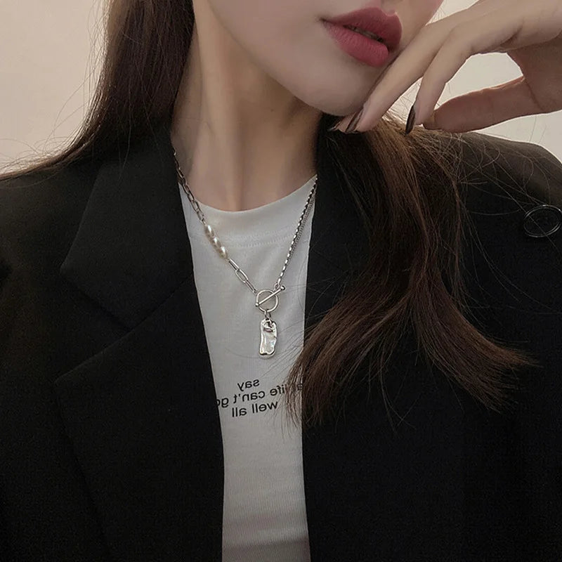 925 Silver Necklace Punk Wealth Good Wish Matte Ball Bread OT Clasp Stackable for Women Girl Jewelry Gift Dropshipping Wholesale