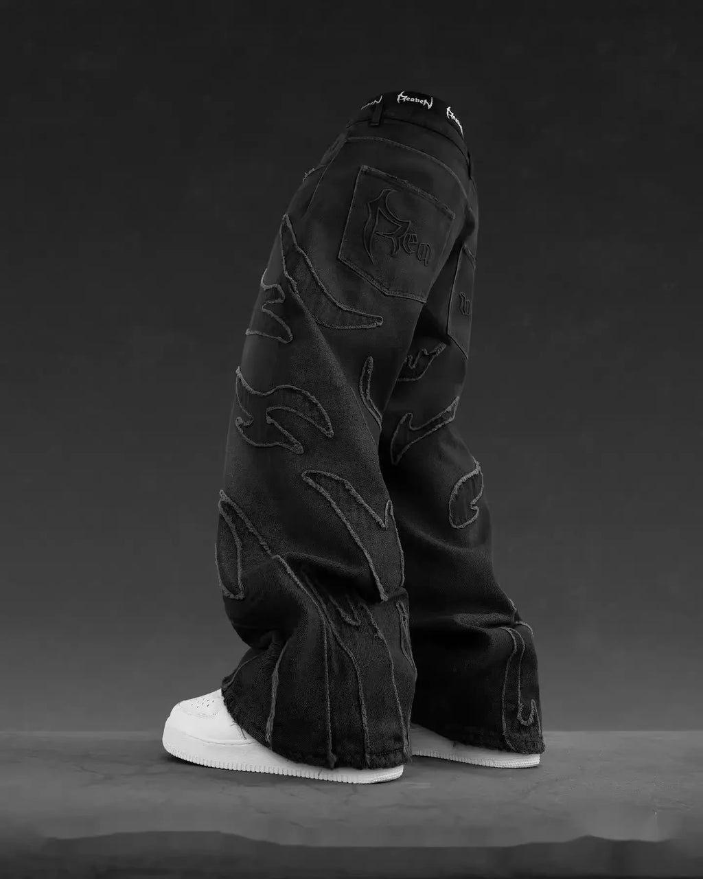 Men Denim Pants Jeans Spliced Wide Leg Pants Long Jean Patchwork Pockets Streetwear Mid Waist Washed Distressed Pant Vintage
