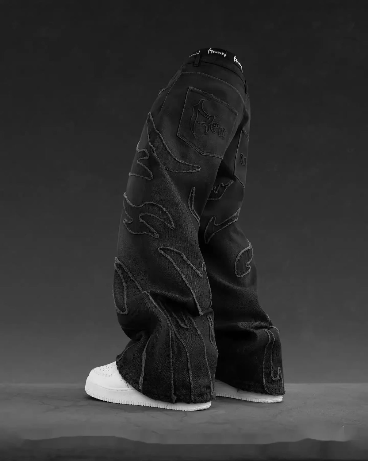 Men Denim Pants Jeans Spliced Wide Leg Pants Long Jean Patchwork Pockets Streetwear Mid Waist Washed Distressed Pant Vintage