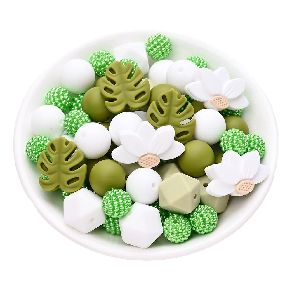 7Pcs Silicone Bead Set Soft Non Toxic Biteable Silicone Beads for Handmade Pacifier Chain Teeth Grinding Jewelry