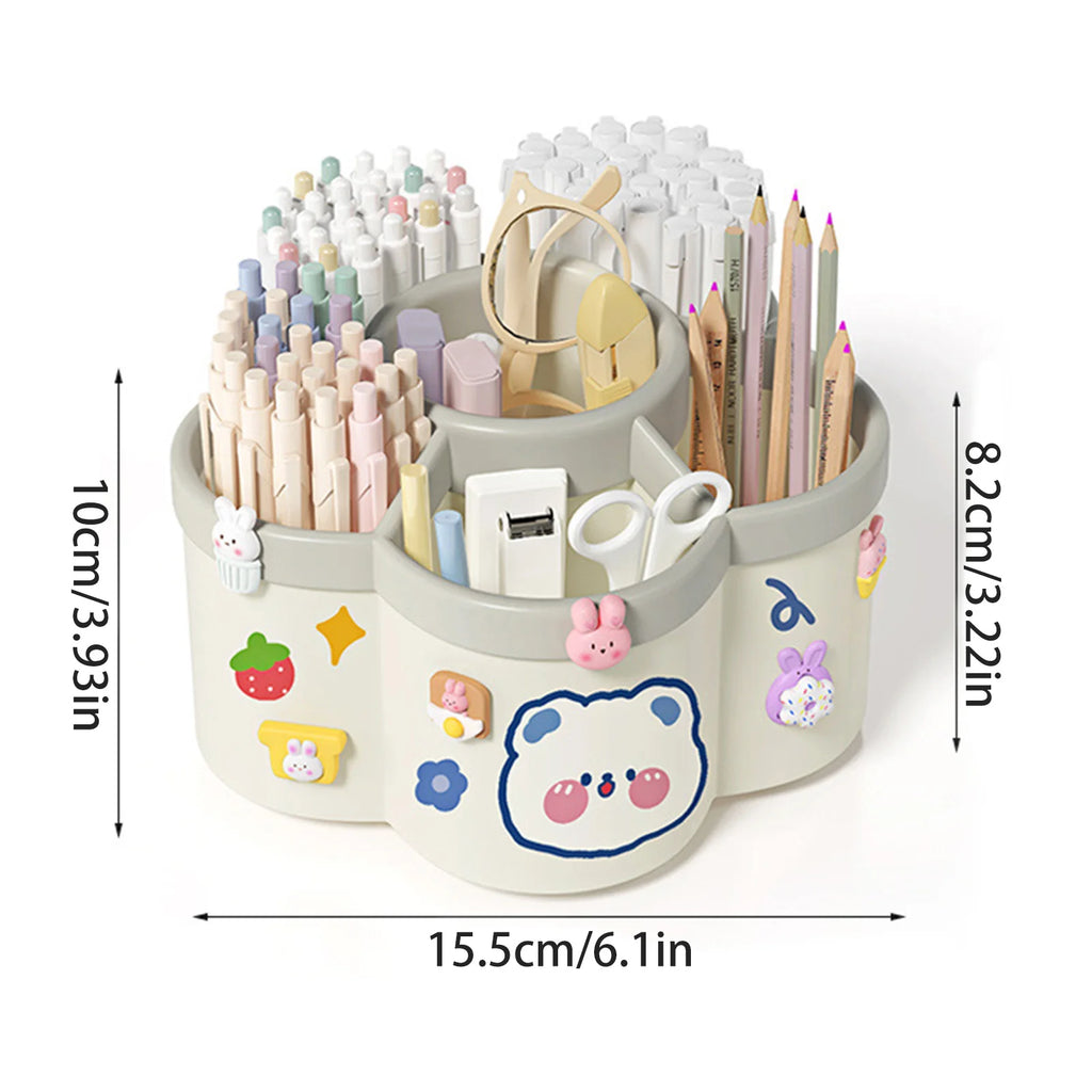 Rotating Pen Holder Desk Organizers Cosmetic Brush Organization Box Large Capacity Pen Storage Box Study Dormitory Accessories