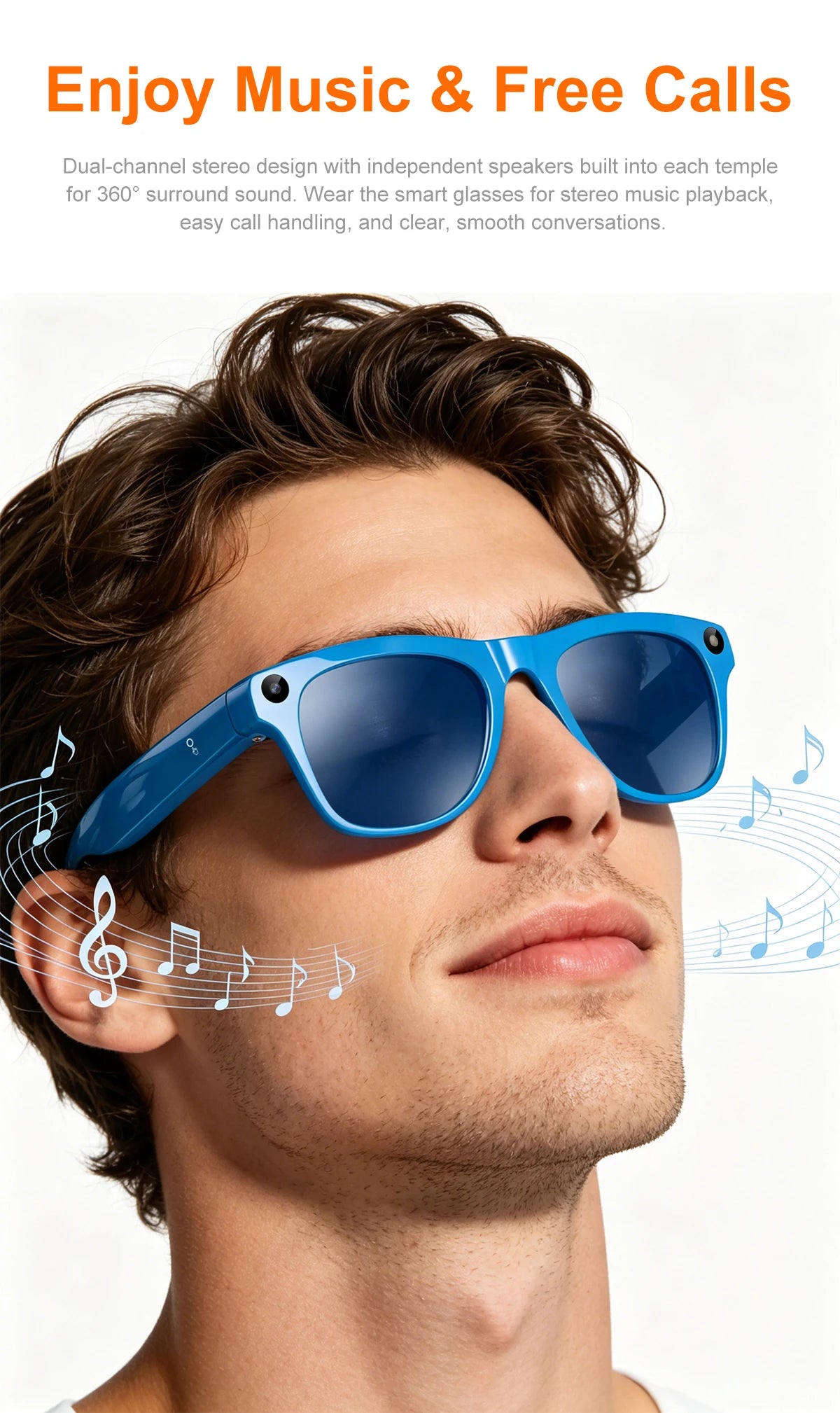 Intelligent AI Glasses 800W HD 8K Shooting Camera Photo Video Voice Call Translation Bluetooth AI Motorcycle Glasses Universal