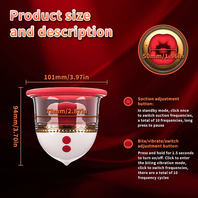 Big Mouth Breast Massage Female Masturbation Toy Nipple Licking Clitoral Stimulator Rose Sucking Vibrator for Sexual Pleasure