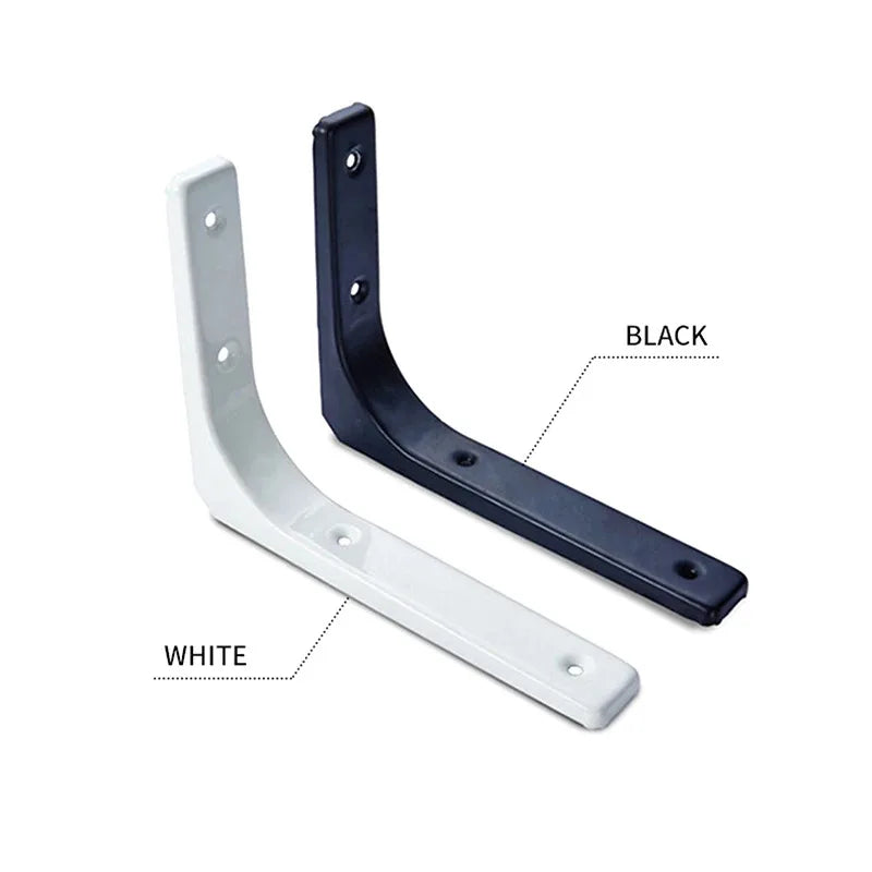 L-Shaped Floating Shelf Brackets - Heavy Duty Stainless Steel Wall Mount, Black/White Modern Industrial Supports