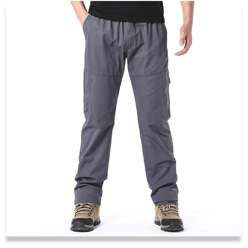 High Quality Men's Cotton Cargo Pants Casual Multiple Pocket Tacitcal Pants Spring Autumn Outdoor Camping Hiking Work Pants
