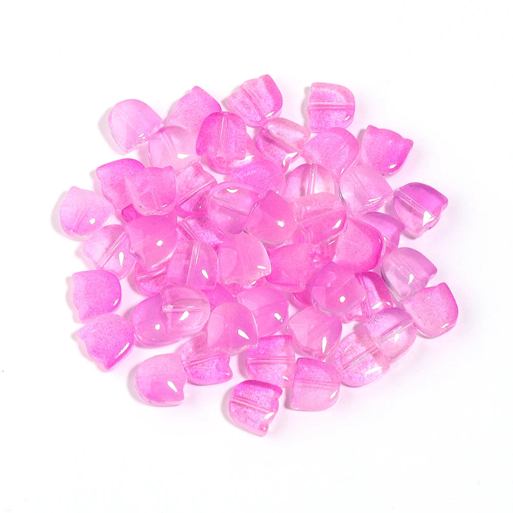50pcs Tulip Flower Lampwork Gradient Color Glass Beads Charm for Earring Bracelet Necklace DIY Jewelry Craft Making Accessories
