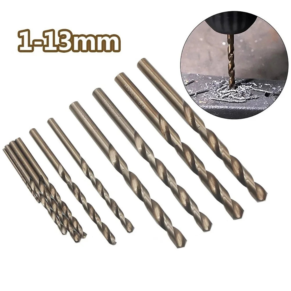 1mm-13mm Cobalt HSS-Co Drill Bit M35 For Stainless Steel Iron Drilling Operations Metalworking Round 135 Point Split Tip
