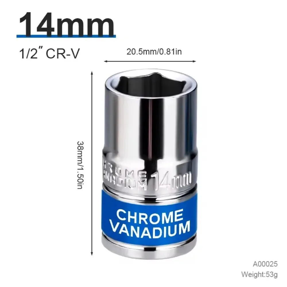 8mm-32mm 1/2" Drive Deep Impact Socket Set Drive Metric Wrench Socket Deep Impact Socket Pneumatic Wrench Head Tire Removal Tool