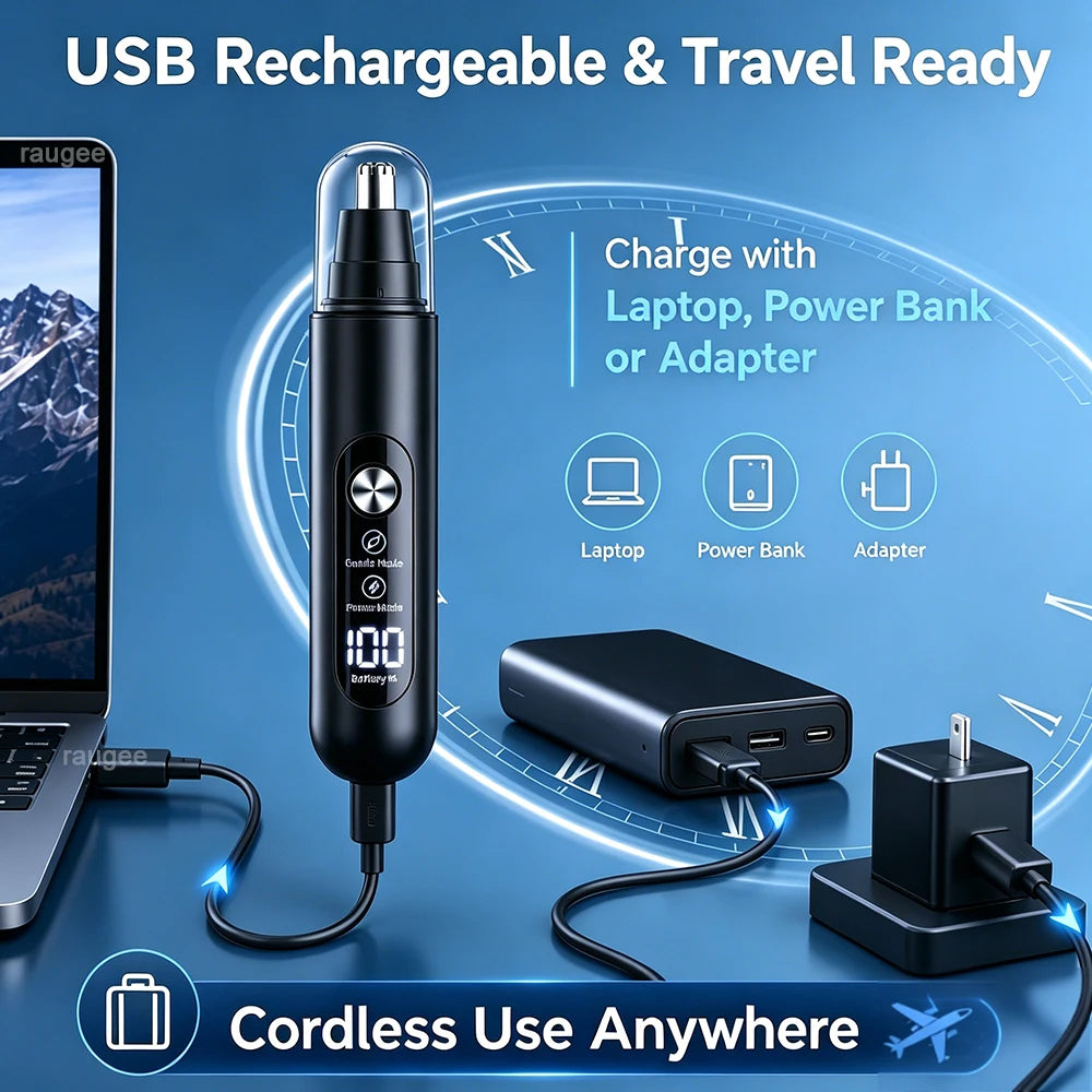 Nose Hair Trimmer for Men Nose Hair Clipper USB Rechargeable Electric Trimmer for Nose and Ears Eyebrow Mini Nose Hair Remover
