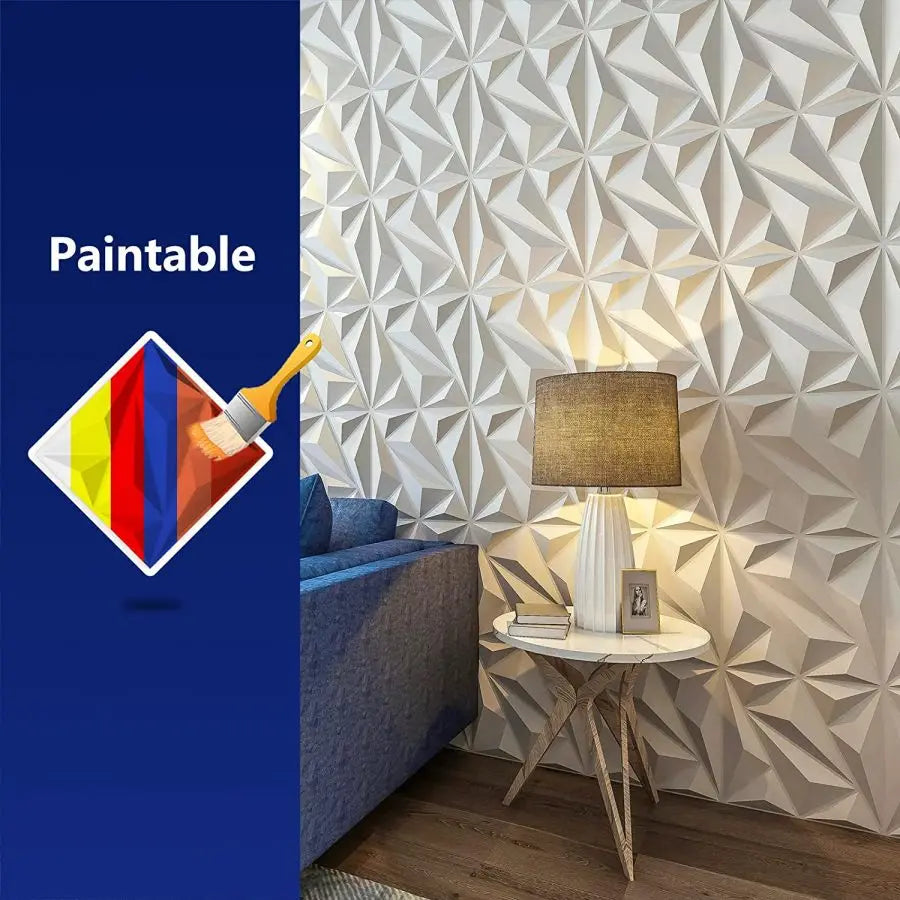 (pack of 12)Decorative 3D wall panel with diamond design, 30.48 cm x 30.48 cm
