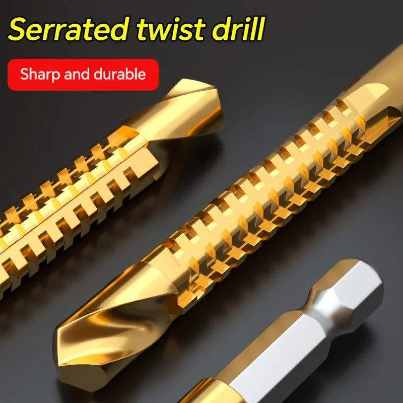 3pcs Serrated Rotary Slotting Multifunctional Drill Bit Set, Suitable for Cutting, Drilling, and Slotting Wood and Plastic