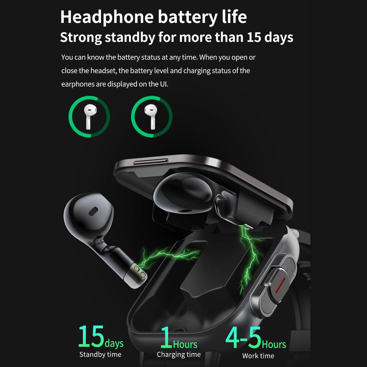 2-in-1 Smartwatch with Built-in TWS Earphones, Supports Wireless Charging, 2.01 High-Definition Display Screen, Multiple Sports