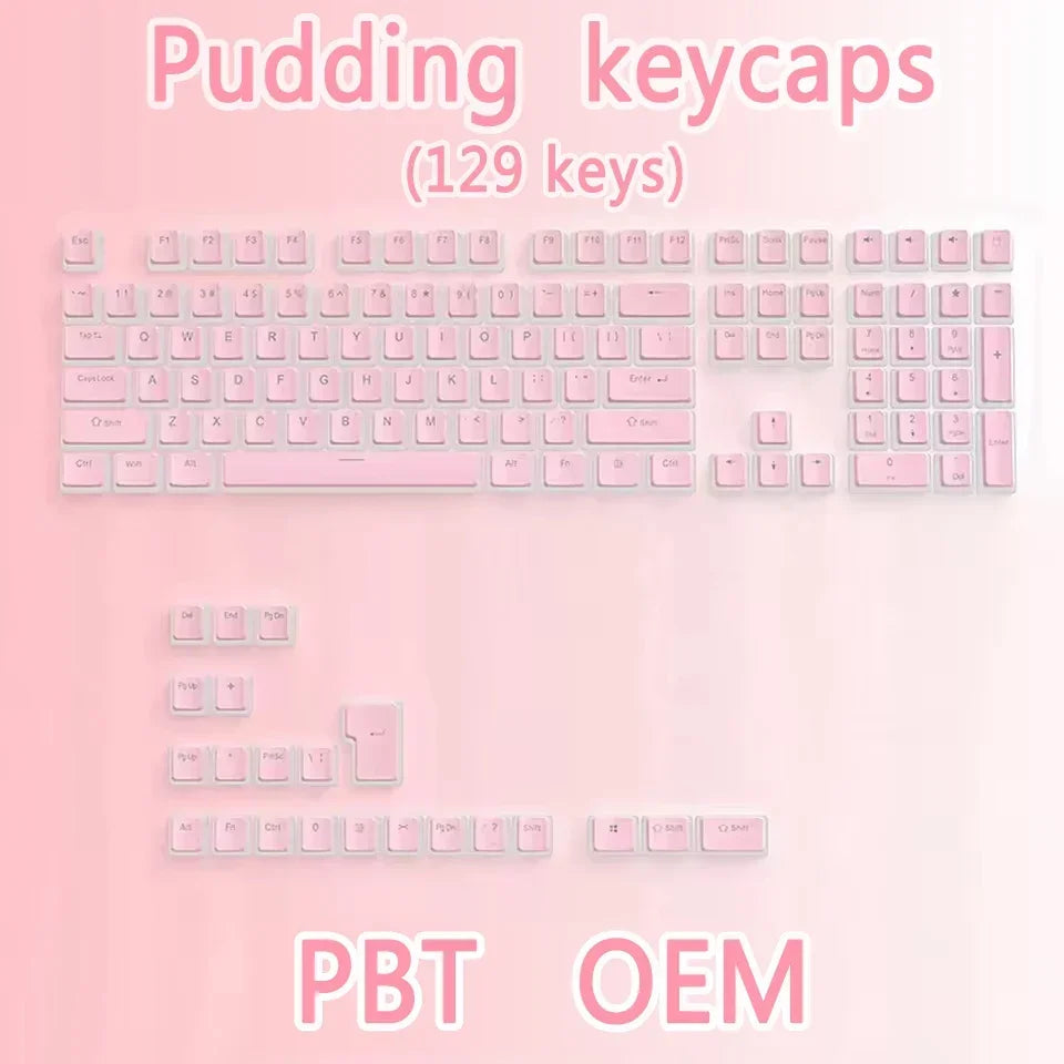 2025 PBT Pudding Keyboard Keycap OEM Profile 129 Keys Key Cap for Mx Hot Swap Mechanical Keyboard Switch Transparent RGB Keycaps