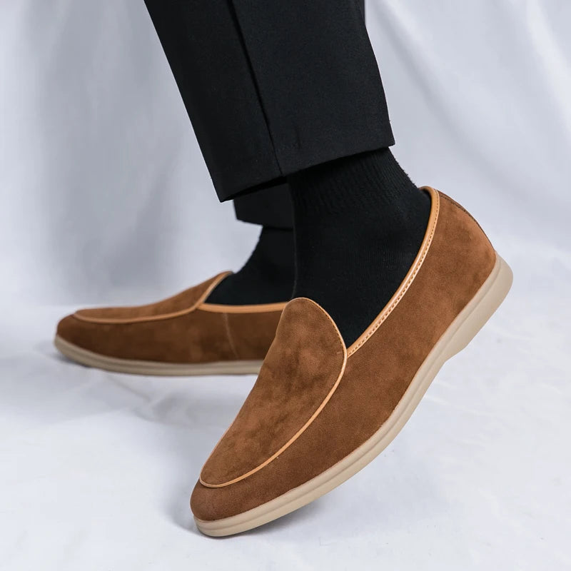 Autumn High-quality Suede Mens Loafers Simple Flat Casual Shoes Luxury Brand Nubuck Leather Outdoor Mocasin Party Wedding Shoes