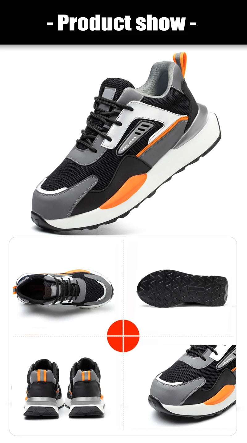 High Quality Indestructible Safety Shoes Men Work Sneakers Light Security Boots Men Puncture-Proof Work Boots Steel Toe Shoes