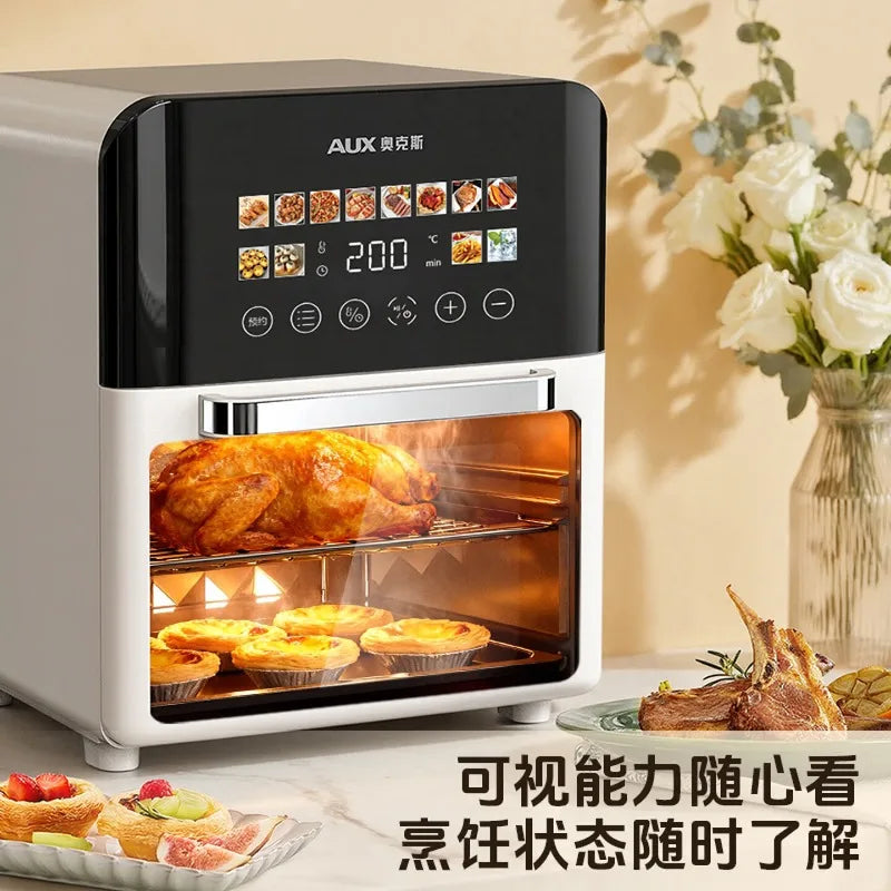 Air Fryer 20L Household Visual Automatic Flip Free Multifunctional Touch Screen Double-Layer Steam Oven Integrated Machine