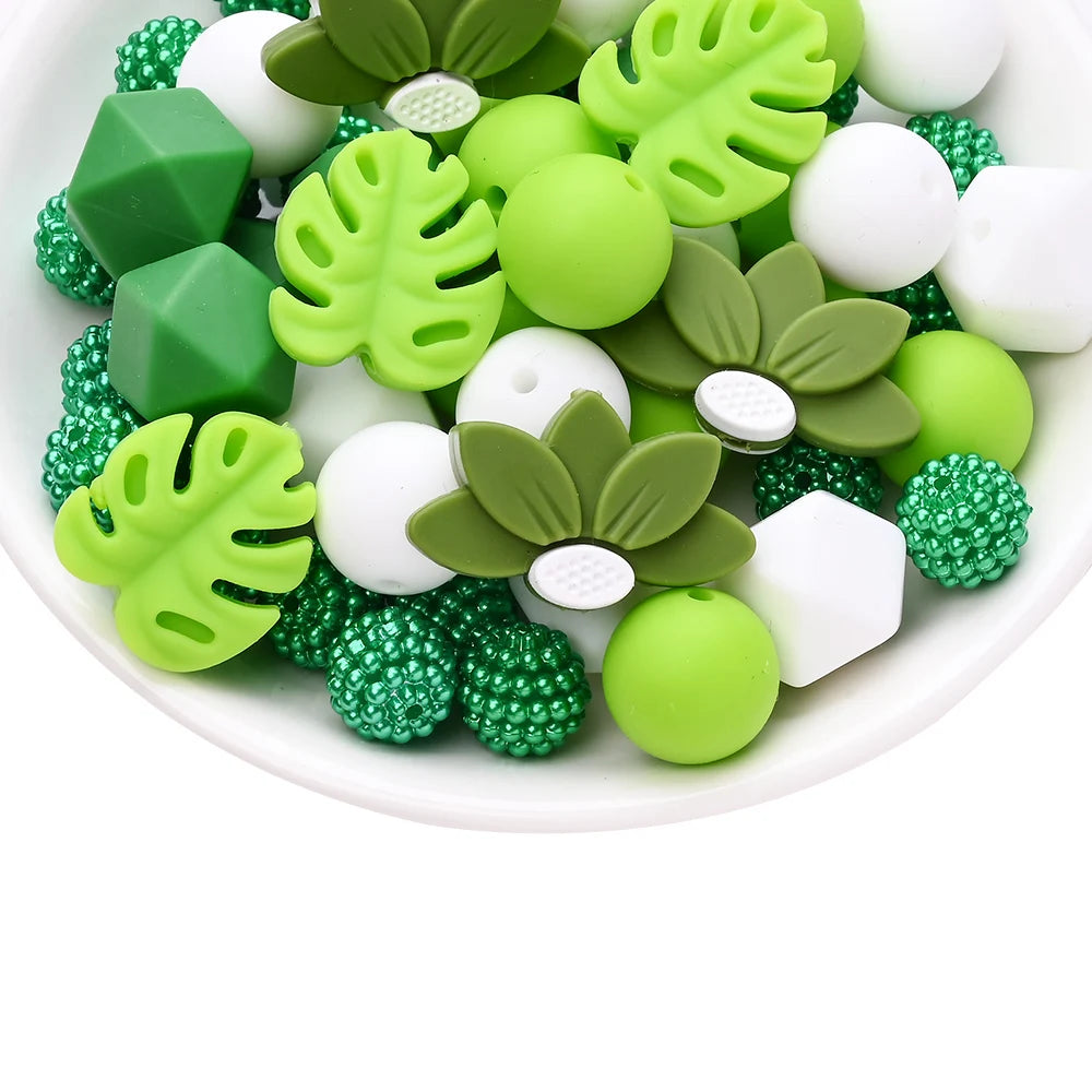 7Pcs Silicone Bead Set Soft Non Toxic Biteable Silicone Beads for Handmade Pacifier Chain Teeth Grinding Jewelry