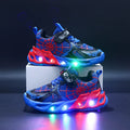 1-9-Year-Old Boys and Girls Breathable Mesh Sneakers in Spring and Autumn, MGO Youngsters LED Luminous Sneakers-Motion-Sensing F