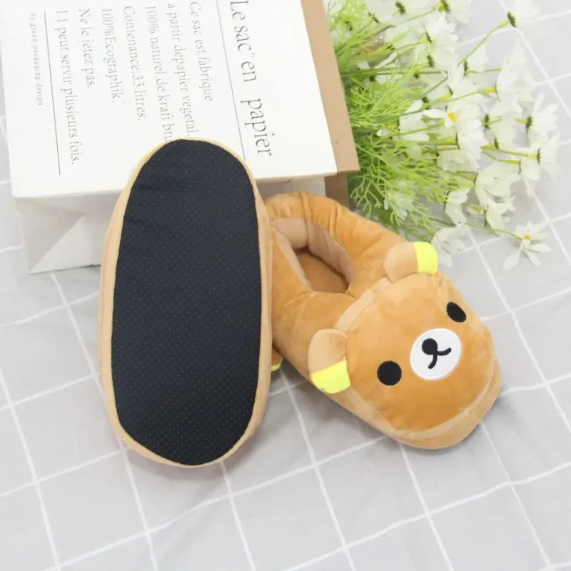 Luxury Winter Bear Cotton Ladies Slippers House Home Cartoon Cute Bear Home Indoor Couple Female Warm Indoor Slipper Casual