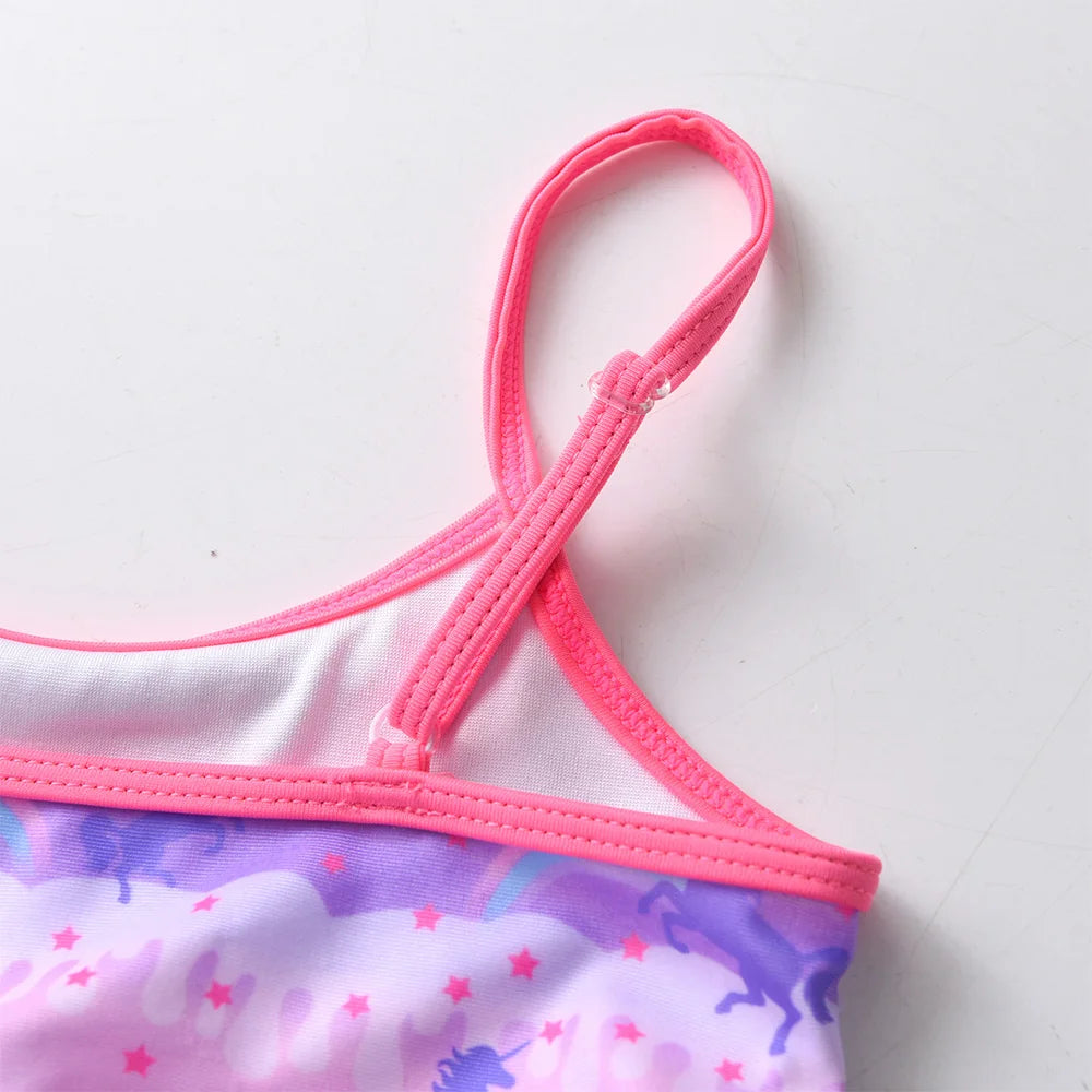 DXTON Girls 2 pcs Swimwear Suit Kids Flag Print Stars Stripe Swimsuit Children Bikini Sets for Summer Beachwear Bathing suit