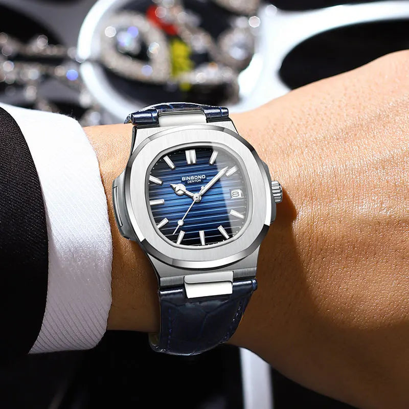 Authentic Men's Watch Waterproof Leather Strap Luminous Business Calendar Square Male Student Fashion Quartz Clock Watches Gift