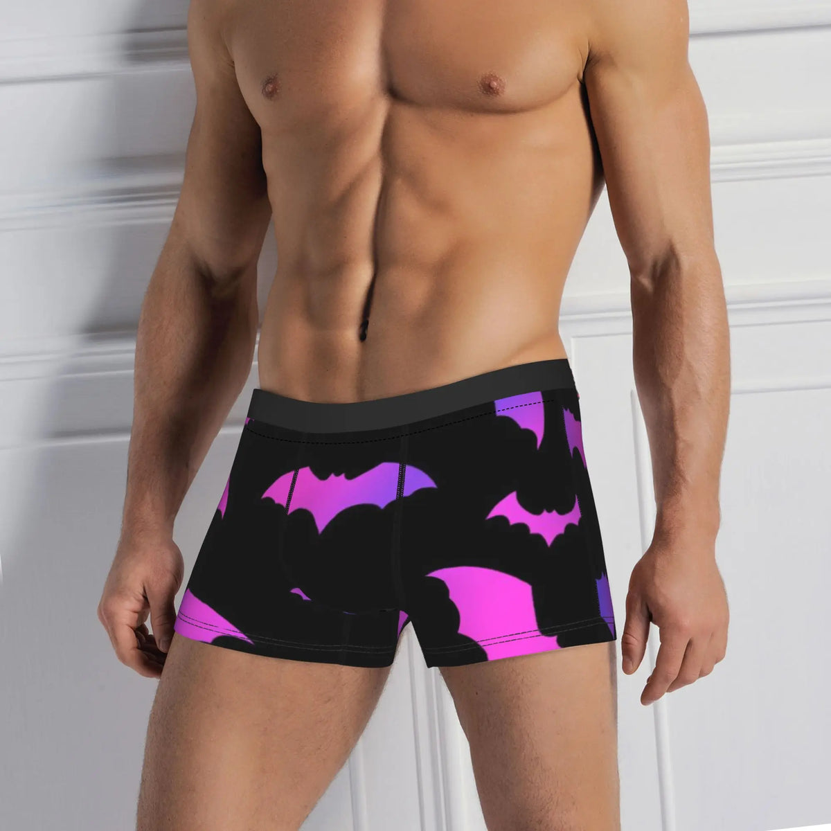 Neon Purple Bat Seamless Pattern  Underpants Breathbale Panties Man Underwear Print Shorts Boxer Briefs