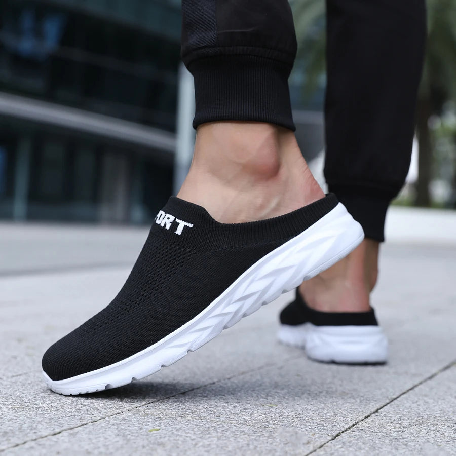 Lightweight Men's Half Slippers Breathable Men Slippers Fashion Casual Shoes Anti-slip Male Flat Slip on Flats Outdoor Big Size