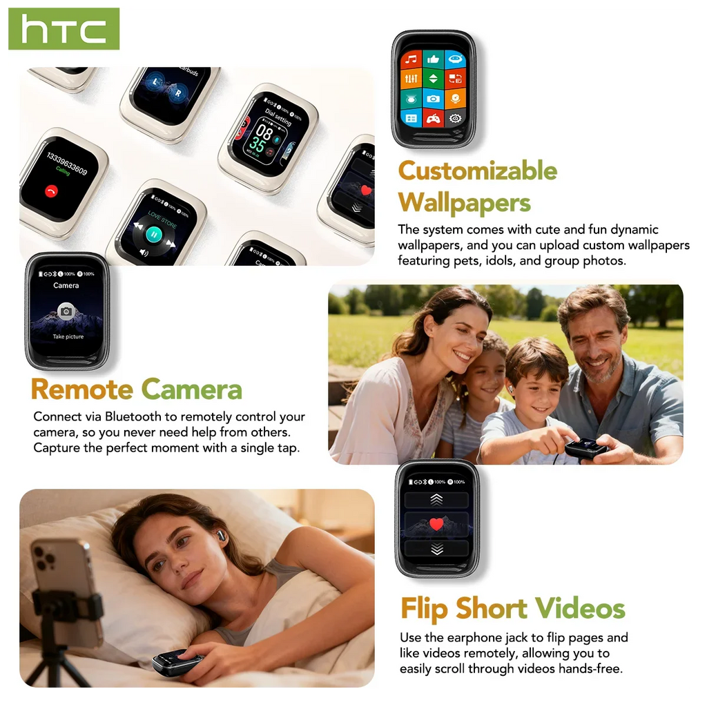 HTC NE48 Slider Headphones Wireless with a Colorful HD Display Touch Control In-Ear Bluetooth Earphones AI Translation Earbuds