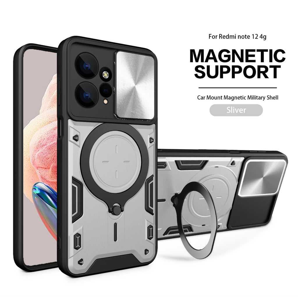 Magsafe Magnetic Camera protection case for Redmi Note 12 4G 12s  Armor Hybrid Metal Ring Back Cover For Redmi Note12 Pro Plus