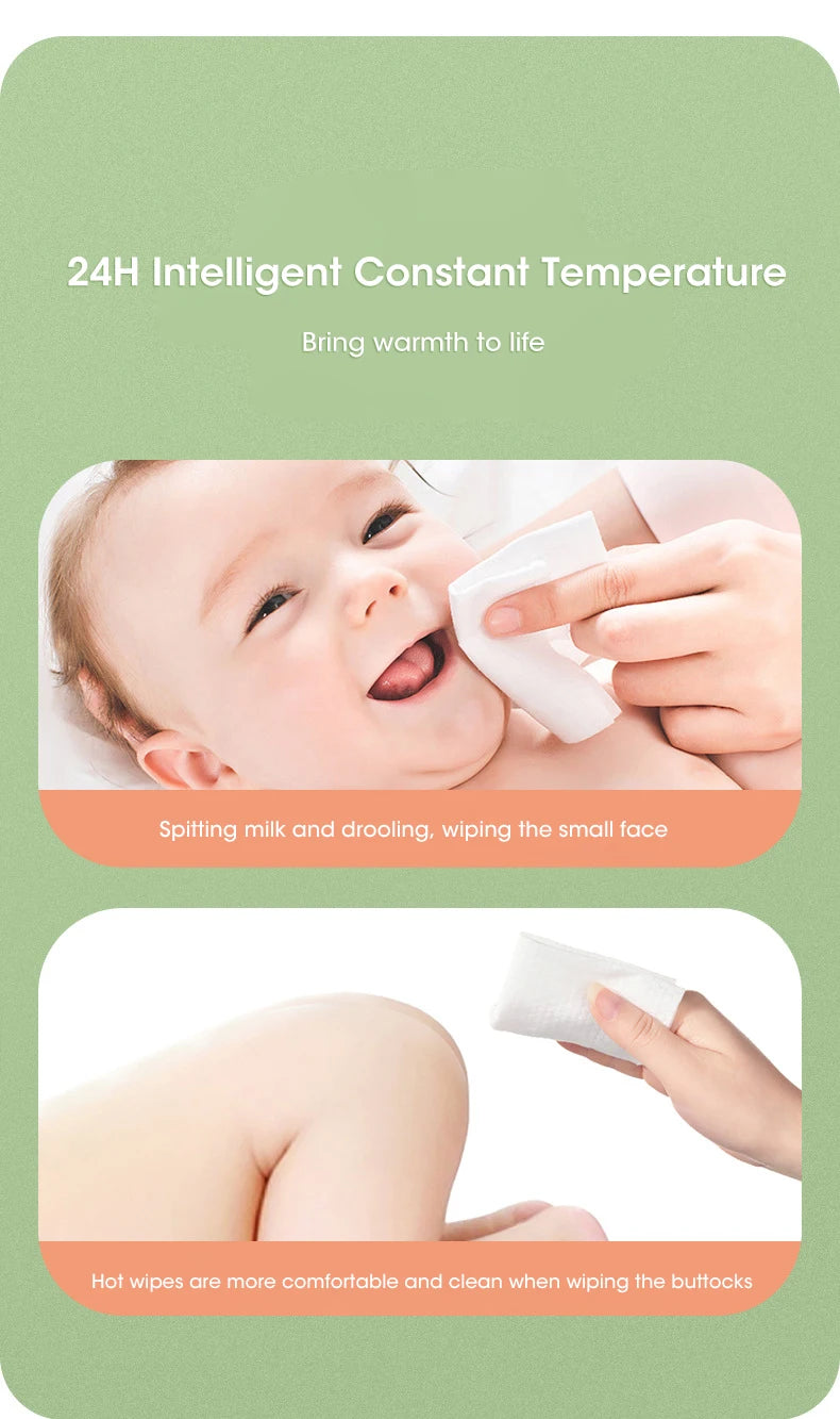 Baby Wet Wipes Heater LED Display Wet Wipes Dispenser Portable USB Charging Wipe Heater Car Home Wet Wipes Napkins Heating Box