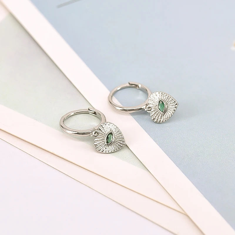 925 Sterling Silver Ear Buckle Retro Metal Heart Pendant Hoop Earrings for Women CZ Huggie Earrings Fashion Females Jewelry