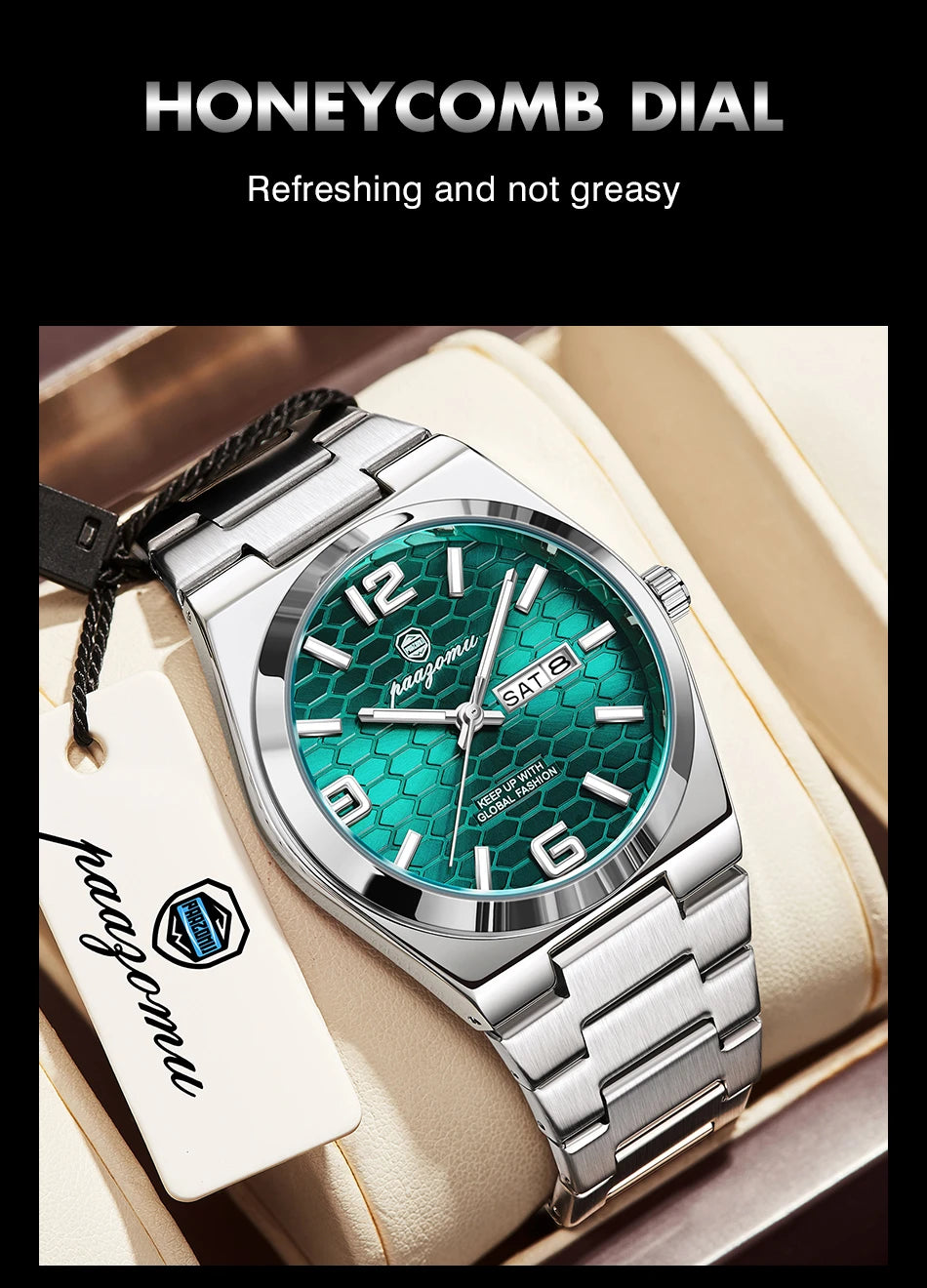 PAAZOMU Luxury Brand Man Watch Waterproof Luminous Date Week Men's Quartz Wristwatch Stainless Steel Fashion Sports Men Watches
