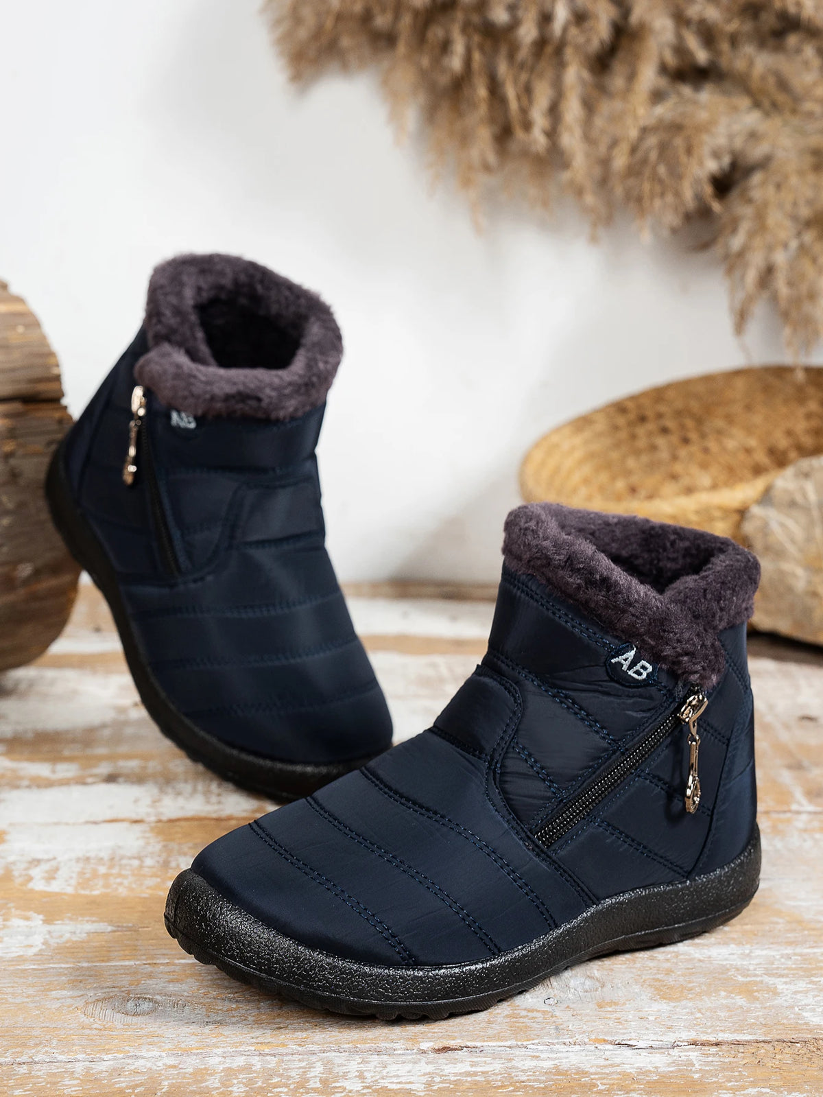 Women High‑Top Cotton Winter Boots Warm Anti‑Slip Slip‑on Loafers Soft Plush Lined Comfort Casual Outdoor Daily Women Shoes
