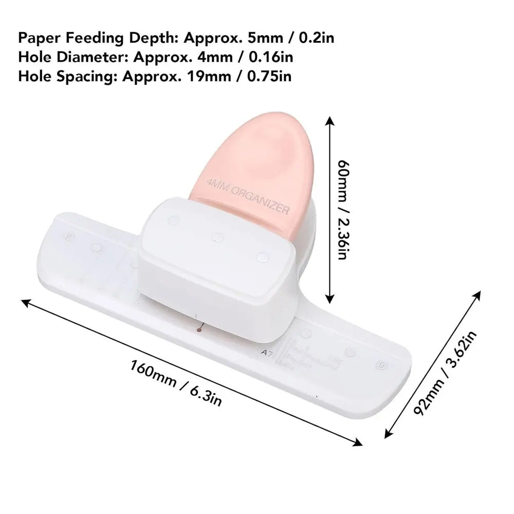 1PC 3-Hole Punch, 4mm Loose-Leaf Punch, Universal A5/A6/A7 Paper, Suitable for DIY Scrapbooks and Notebooks.