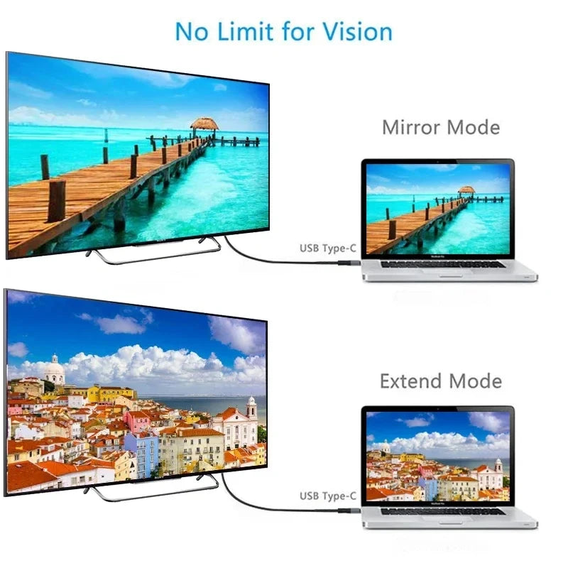 4K 60Hz HD Video Conversion Cable Typec to HDMI Same Screen Cable TV Computer 2 Meters Braided Screen Projection Cable Packaging