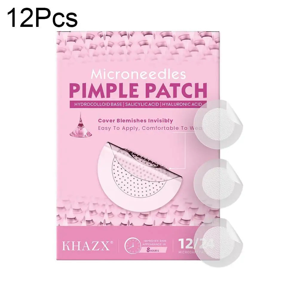 12/24PCS Microneedle Acne Patch Hydrocolloid Invisible Rounded Corner Acne Cover Patches Daily Gentle Skincare Unisex
