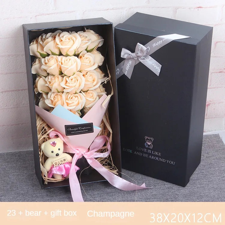 23 Soap Bouquet Gift Box Rose Birthday Gift for Girlfriend Best Friend Wife Home Decor  Artificial Flowers Gift Box Wedding